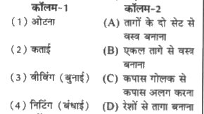 कॉलम-1 में दिए गए शब्दों का मिलान कॉलम-2 से कीजिए -