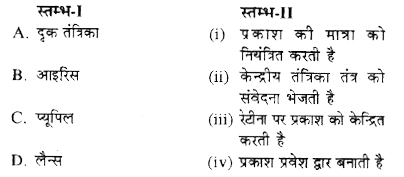 स्तम्भ-I में दिये गये पदों का स्तम्भ-II में दिये गये पदों के साथ सही मिलान कीजिए-