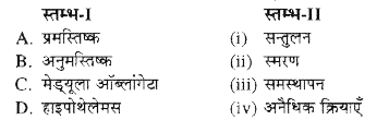 स्तम्भ-I में दिये गये पदों का स्तम्भ-II में दिये गये पदों के साथ सही मिलान कीजिए-