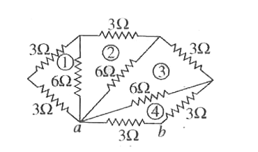 चित्र में बिन्दु a एवं b के मध्य तुल्य प्रतिरोध का मान ज्ञात कीजिए।