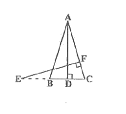 In Fig  E is a point on side CB produced of an isosceles triangle ABC with AB=AC. If ADbotBCandEFbotAC , prove that DeltaABD ~DeltaECT