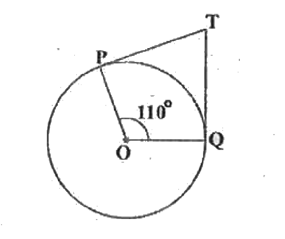 In  the Fig, if TP and TQ are the two tangents to a circle with centre O so that angle POQ =110^@, then angle PTQ is equal to