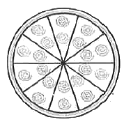A brooch is made with silver wire in the form of a circle with diameter 35 mm. The wire is also used in making 5 diameters which divided the circle into 10 equal sectors as shown in Fig. 5.12. Find : 
area of each sector of the brooch