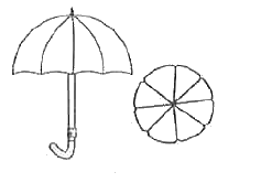An umbrella has 8 ribs which are equally spaced. Assuming umbrella to be a flat circle of radius 45 cm, find the area between the two consecutive ribs of the umbrella.