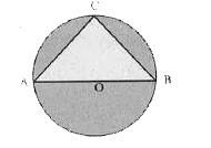 दी गई आकृति में AB वृत्त का व्यास है। AC = 6 सेमी और BC = 8 सेमी तो छायांकित भाग का क्षेत्रफल ज्ञात कीजिए।