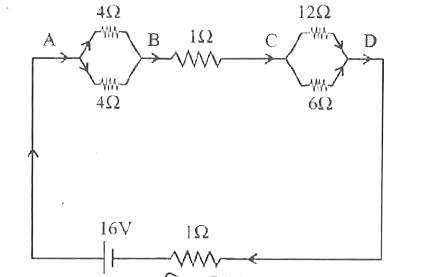 चित्र  में दिखाए  गए अनुसार  आंतरिक 1 Omega   प्रतिरोध के की एक बैटरी  में प्रतिरोधों  के 16 V एक नेटवर्क  को जोड़ा गया है   नेटवर्क  का तुल्य  प्रतिरोध  परिकलित कीजिये |
