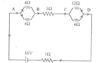 चित्र  में दिखाए  गए अनुसार  आंतरिक 1 Omega   प्रतिरोध के की एक बैटरी  में प्रतिरोधों  के 16 V एक नेटवर्क  को जोड़ा गया है   नेटवर्क  का तुल्य  प्रतिरोध  परिकलित कीजिये |