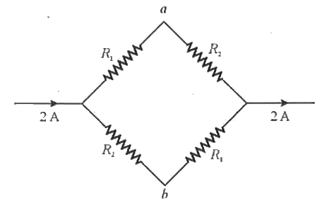 चित्र में दर्शाए परिपथ में a एवं b के मध्य विभवांतर होगा