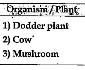 Write the type of nutrition for the given organisms.