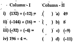 Match the Following :