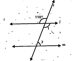 In the figure if l||m ,t is a transversal find angle1 and angle2 the line P is known as….
