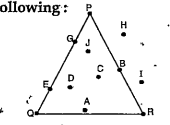 Observe the given triangle and answer the following:      Write the points marked on the triangle.