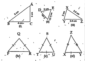 Classify the following triangles based  on the length of their sides.