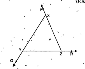 Write the exterior angles of triangleXYZ
