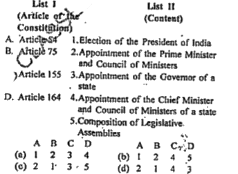 Match List With List II And Select The Correct Answer Using The Codes