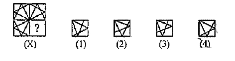 In each of the following questions, select a figure from amongst the four I which when placed in the blank space of figure (X) would complete the pattern.   Identify the figure that completes the pattern.