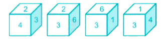Four position of the same dice are shown. Select the number that will be on the face opposite to the one showing ‘3’