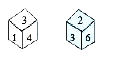 Two rotated positions of a dice are given below. Which number will be at the top if the number 4 is on the bottom of the dice?