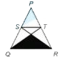 In the given figure , PQR is an equilateral triangle with side as 12 cm . S and T are the mid points of the sides PQ and PR respectively . What ist he area (in  cm^(2)) of the shaded region ?