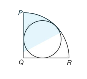 In the  given figure, PQR is a  quadrant  whose radius is 7 cm.  A circle is inscribed in the quadrant as shown in the figure. What is the area (in cm^(2)) of the circle