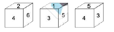 Three position of a cube are shown below.      Which numbers will come on two faces marked 'A and B'?