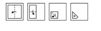 A piece of paper is folded andpunched as shown below in the question figures. Form the given answer figure, indicate how it will appear when opened ?