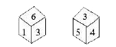 Two positions of the same dice are given. Which number will be at the bottom if 4' is at the top?