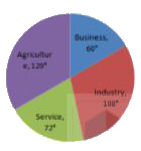 The population of a city is 8000. They have various types of occupation which is given below by the pie-chart. Study the pie-chart and answer the given questions.      How much percent are in service sector from the total population?