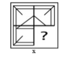 Select a figure from amongst the four alternatives, that when placed in the blank space (?) of figure X will complete the pattern. (Rotation is not allowed).