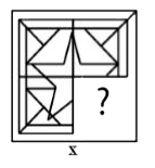 Select a figure from amongst the four alternatives that when placed in the blank space (?) of figure X will complete the pattern. (Rotation is not allowed).
