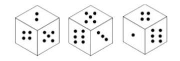 Three different positions of the same dice are shown, the six faces of which are shown in dots numbered 1 to 6. What is the opposite face of 3 ?