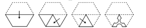 A paper is folded and cut as shown in the following figures. How will it appear when unfolded ?