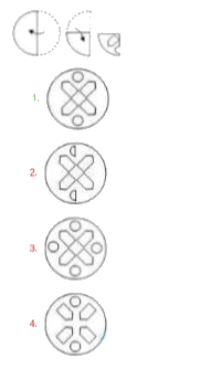 A paper is folded and cut as shown in the following figures. How will it appear when unfolded?