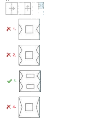 A paper is folded at the dotted lines as shown in the first two figures and cut as shown in the third figure. How will it appear when unfolded?