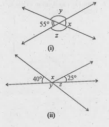 Find the values of the angles x,y and z each of the following: