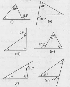 Find the value of unknown interior angle x in the following figure.