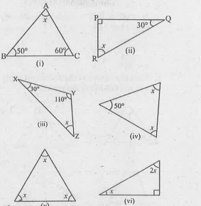 Find the value of the unknown x in the following diagrams: