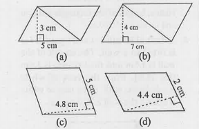 Find the area of each of the following parallelogram.