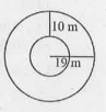 Find the circumference of the inner and the outer circles, shown in the adjoining figure? (Take pi=3.14)