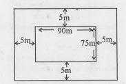 A graden is 90 m long and 75m broad. A path 5 m wide is to be built outside and around it. Find the area of the path. Also find the area of the graden in hectare.