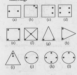 Copy the figures with punched holes and find the axes of symmetry for the following: