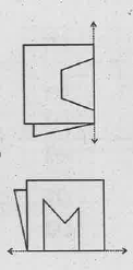 Given here are figures of a few folded sheets and designs drawn about the fold. In each case, draw a rough diagram that would be seen when the design is cut off.