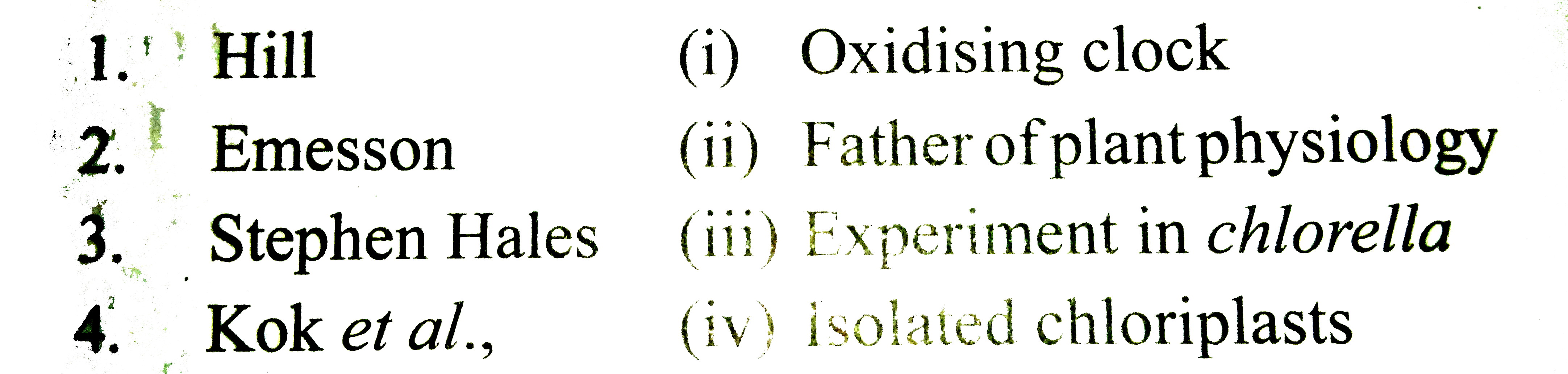 Match the following columns