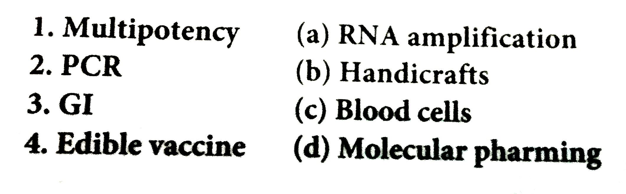 Match the following columns