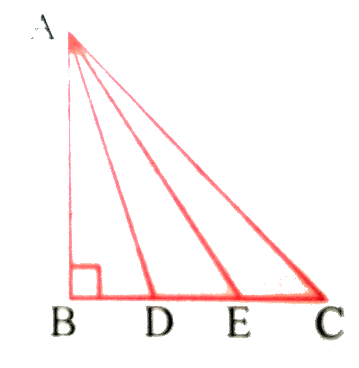 In the adjacent figure, ABC is a right angled triangle with right angle at B and points D, E trisect BC. Prove that 8AE^(2)=3AC^(2)+5AD^(2).