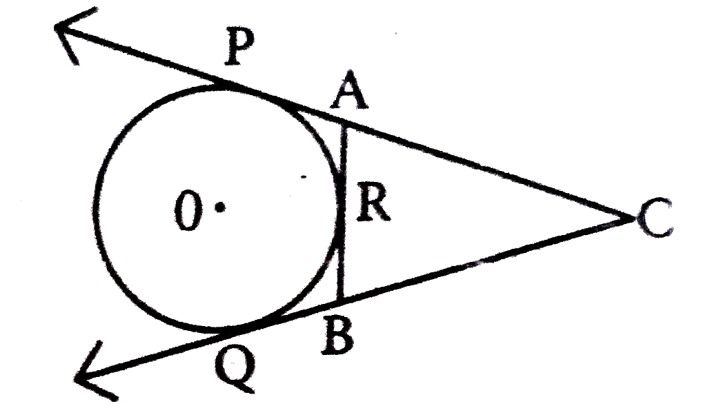 In figure CP and CQ are tangents to a circle with centre at 0. ARB is another tangent touching the circle at R. If CP=11cm and BC=7cm, then the length of BR is .