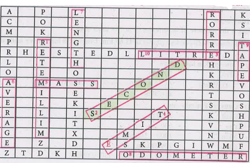 Find the answer for the following questions within the grid. A tailor use  to take measurements to stich a cloth.
