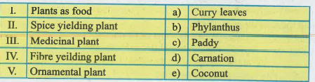 Match the following: