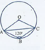 படத்தில் /ABC = 120^@, O-வை மையமாகக் கொண்ட வட்டத்தின் மேல் உள்ள புள்ளிகள் A, B மற்றும் C எனில் /OAC காண்க.