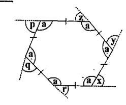 Take a regular hexagon Fig.     What is the measure of each exterior angle ?